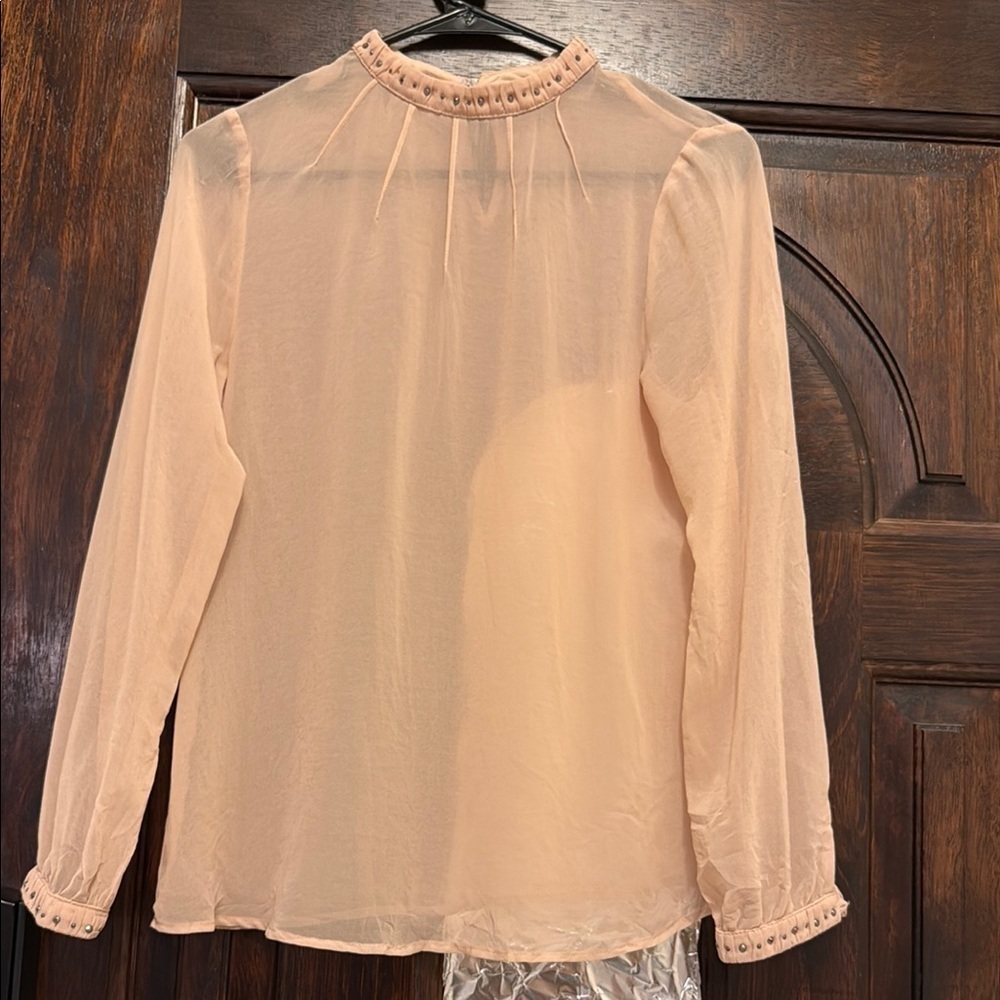 Zara Orange Ruffled Long Sleeve Blouse